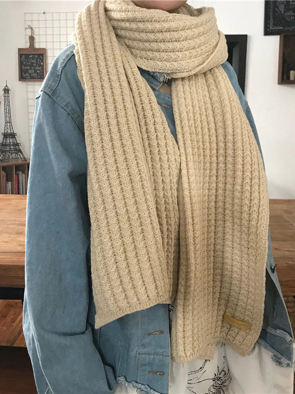 Stylish Solid Color Simple Warm Knitted Scarf - Image 7
