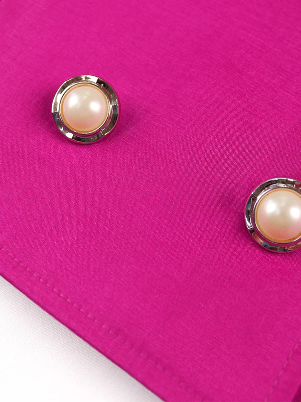 Stylish V-Neck Puff Sleeves Fuchsia Blouse - Image 11
