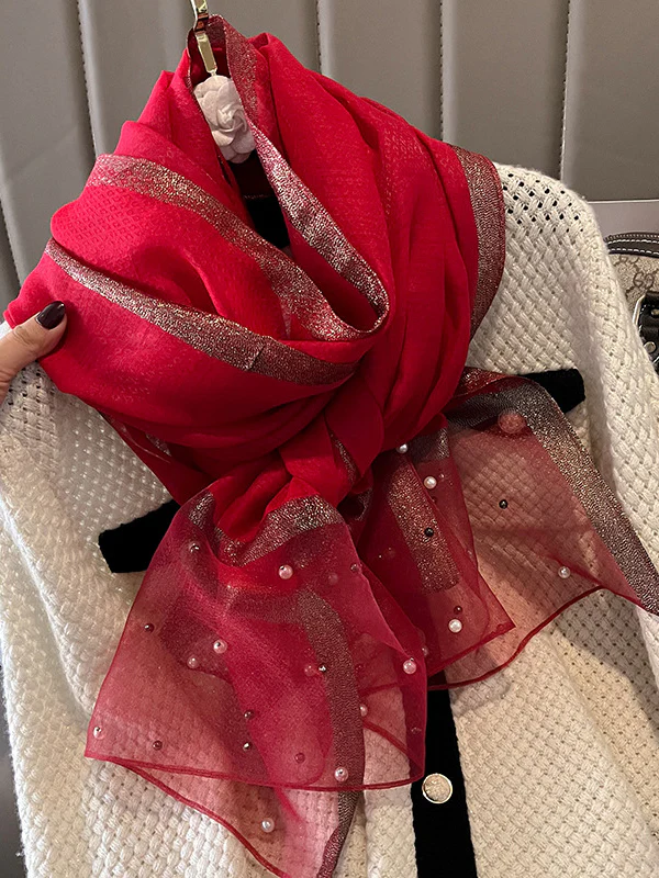 Sun-Protection Beaded See-Through Shawl&Scarf - Image 13