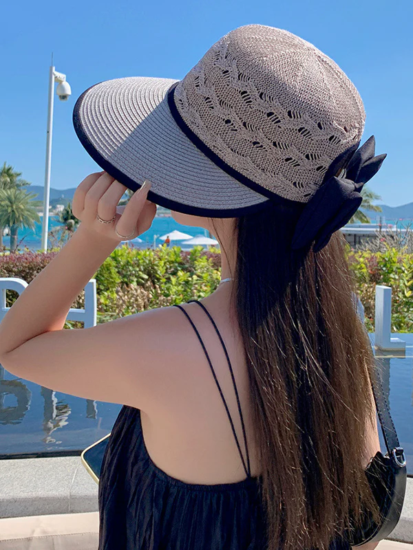 Sun-Protection Belly-Hollow Bowknot Wide Side Hats&Caps - Image 10