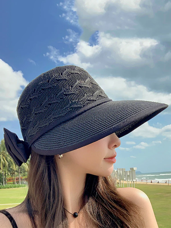 Sun-Protection Belly-Hollow Bowknot Wide Side Hats&Caps - Image 7