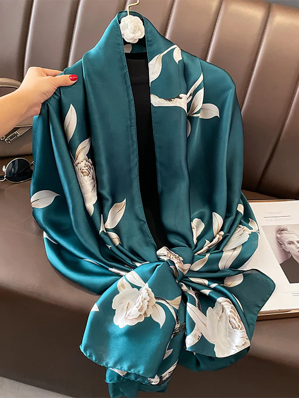 Sun-Protection Contrast Color Floral Printed Shawl&Scarf - Image 2