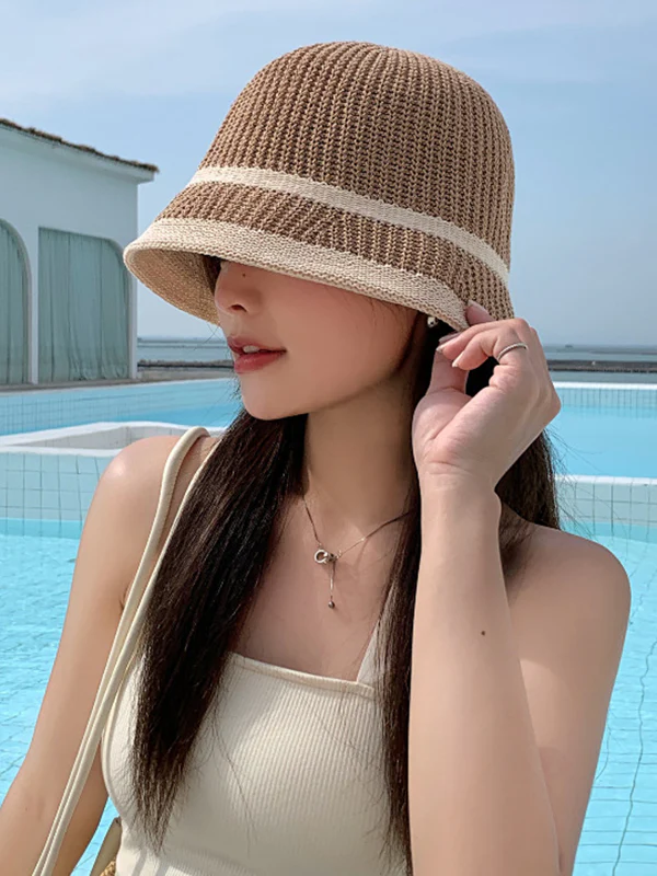 Sun-Protection Contrast Color Woven Fisherman Hat Hats&Caps - Image 11