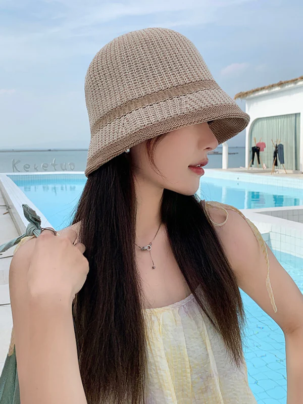 Sun-Protection Contrast Color Woven Fisherman Hat Hats&Caps - Image 12