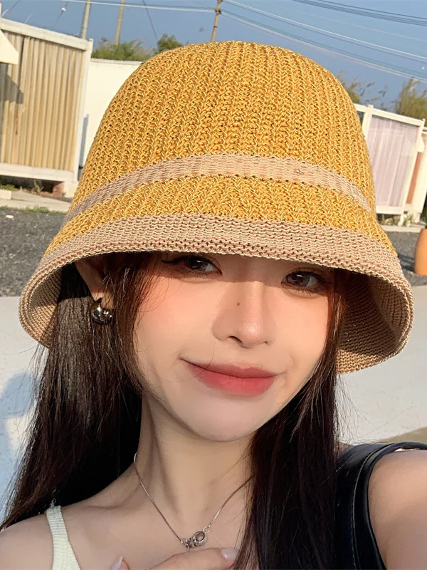 Sun-Protection Contrast Color Woven Fisherman Hat Hats&Caps - Image 2