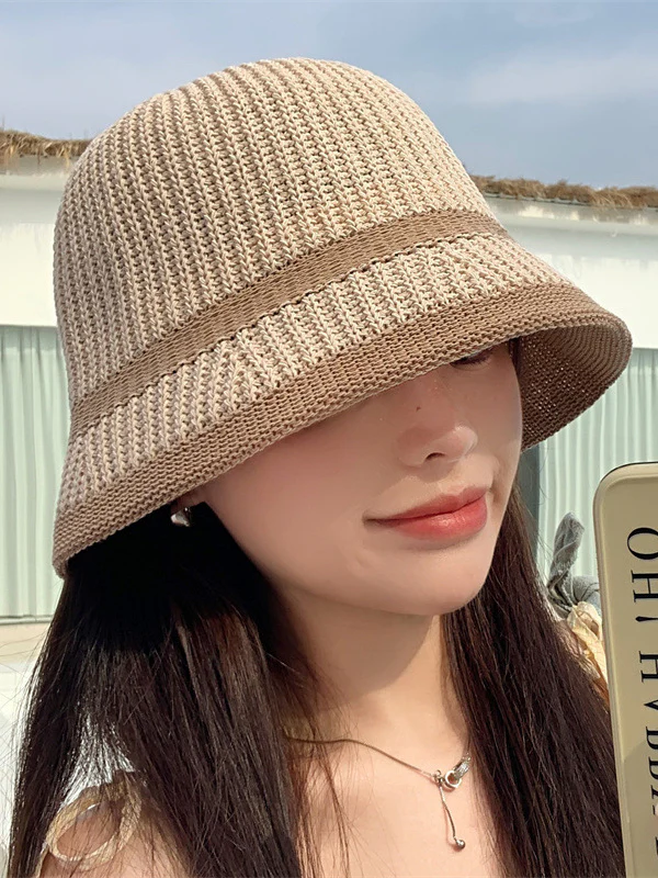 Sun-Protection Contrast Color Woven Fisherman Hat Hats&Caps - Image 4