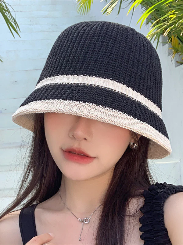 Sun-Protection Contrast Color Woven Fisherman Hat Hats&Caps - Image 6