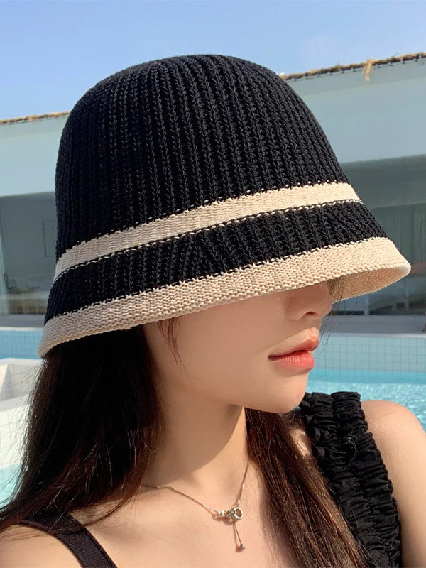 Sun-Protection Contrast Color Woven Fisherman Hat Hats&Caps - Image 7