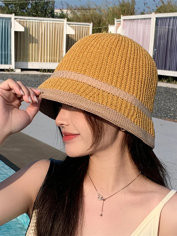 Sun-Protection Contrast Color Woven Fisherman Hat Hats&Caps - Image 8