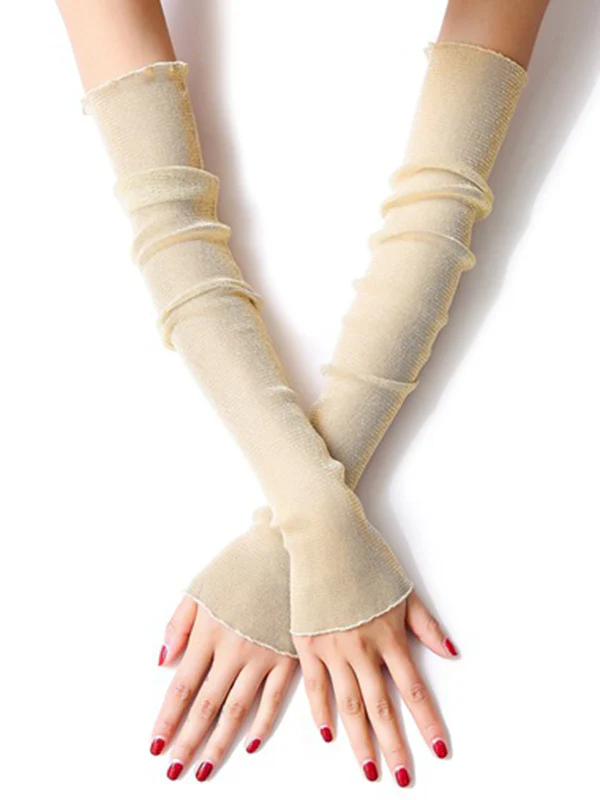 Sun Protection Mesh Solid Color Sleevelet - Image 11