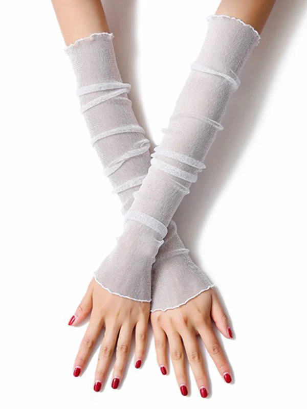Sun Protection Mesh Solid Color Sleevelet - Image 3