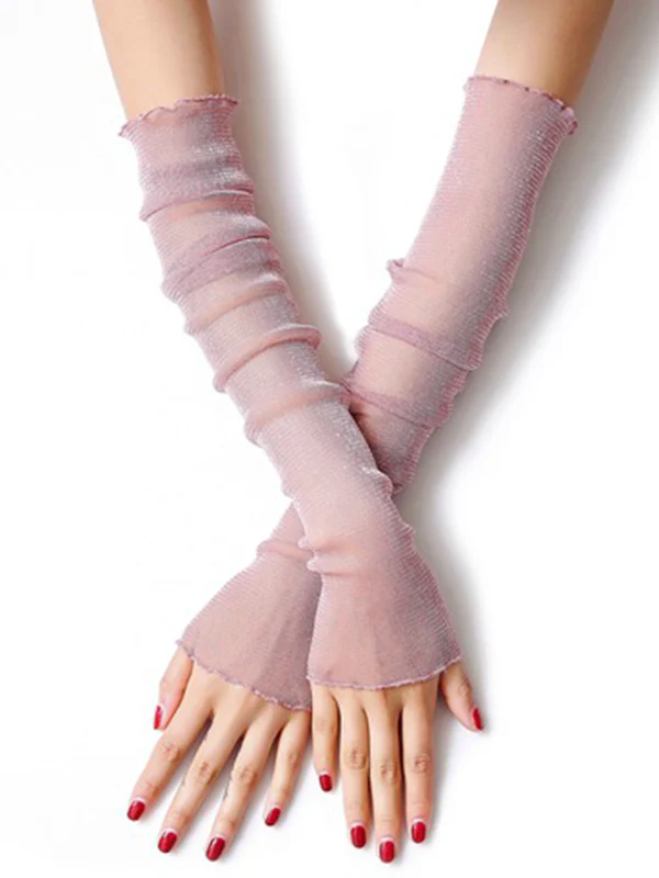 Sun Protection Mesh Solid Color Sleevelet - Image 7