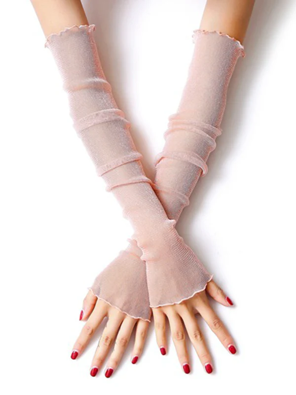Sun Protection Mesh Solid Color Sleevelet - Image 9