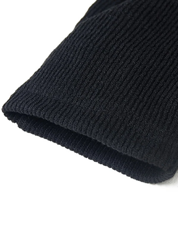 Super Loose Black High-Neck Knitting Batwing Sleeves Sweater Dress - Image 9