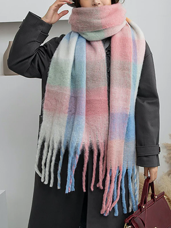 Thick Keep Warm Plaid Tasseled Shawl&Scarf - Image 2
