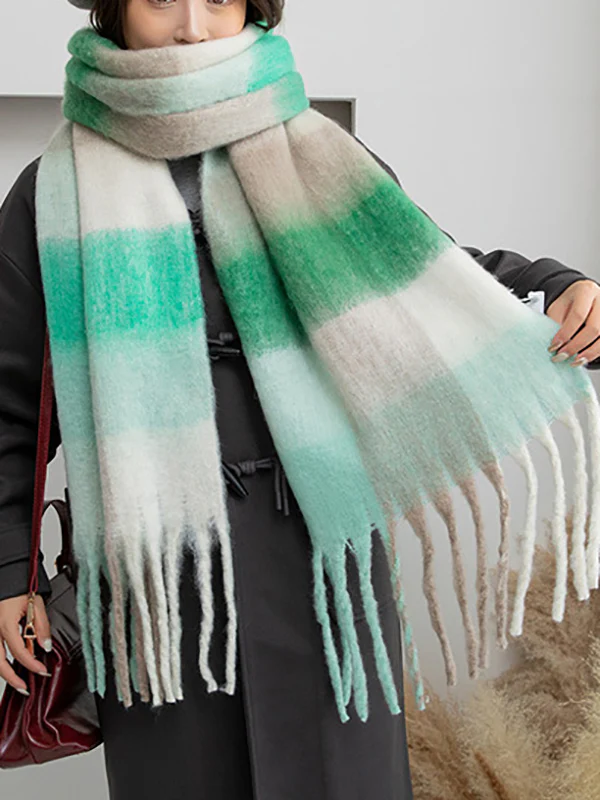 Thick Keep Warm Plaid Tasseled Shawl&Scarf - Image 3