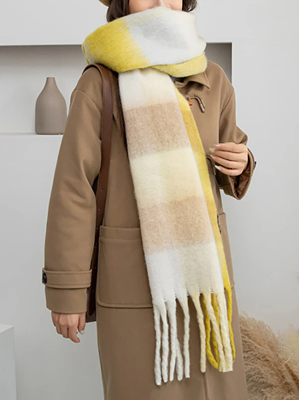 Thick Keep Warm Plaid Tasseled Shawl&Scarf - Image 4