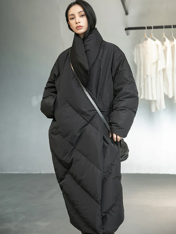 Thicken Solid Warm Irregularity Duck Down Coat - Image 2
