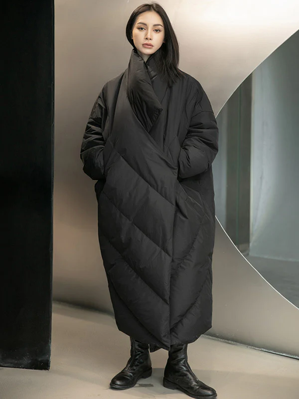 Thicken Solid Warm Irregularity Duck Down Coat - Image 3