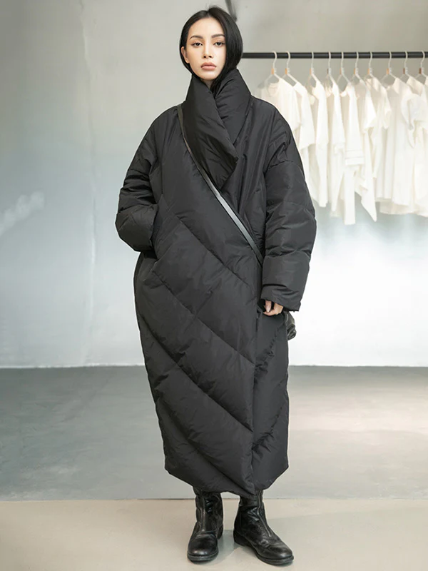 Thicken Solid Warm Irregularity Duck Down Coat - Image 4