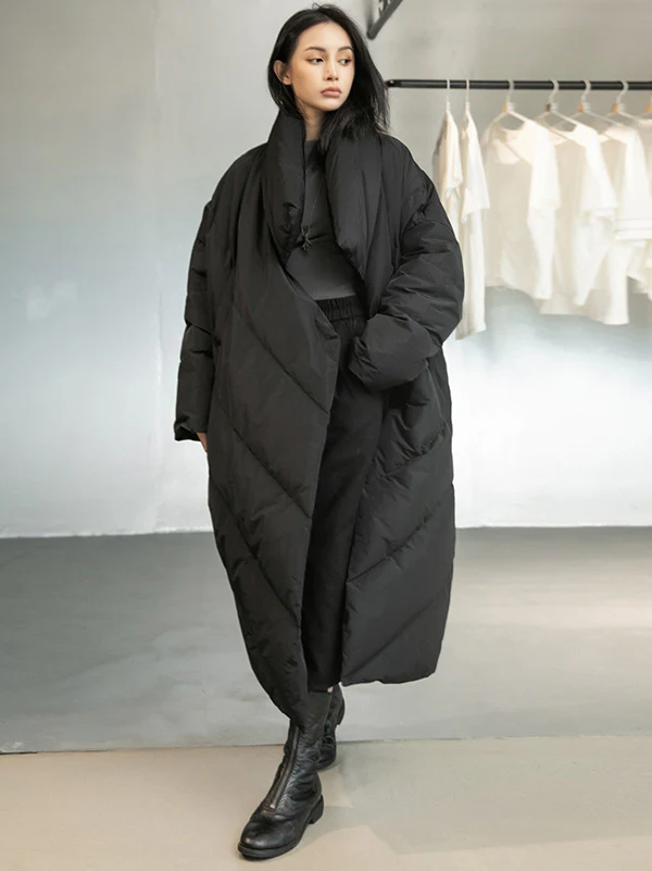 Thicken Solid Warm Irregularity Duck Down Coat - Image 5