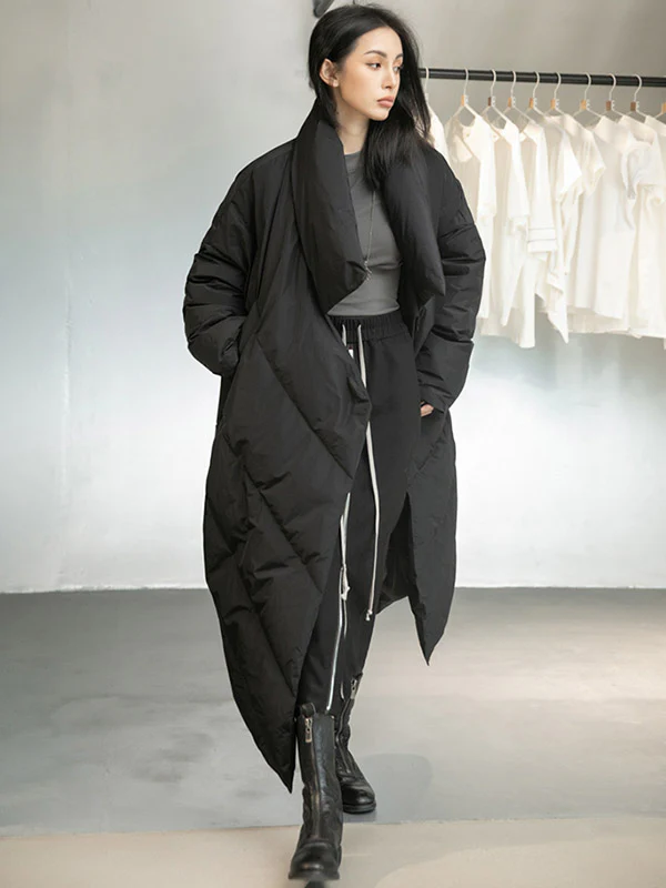 Thicken Solid Warm Irregularity Duck Down Coat - Image 6