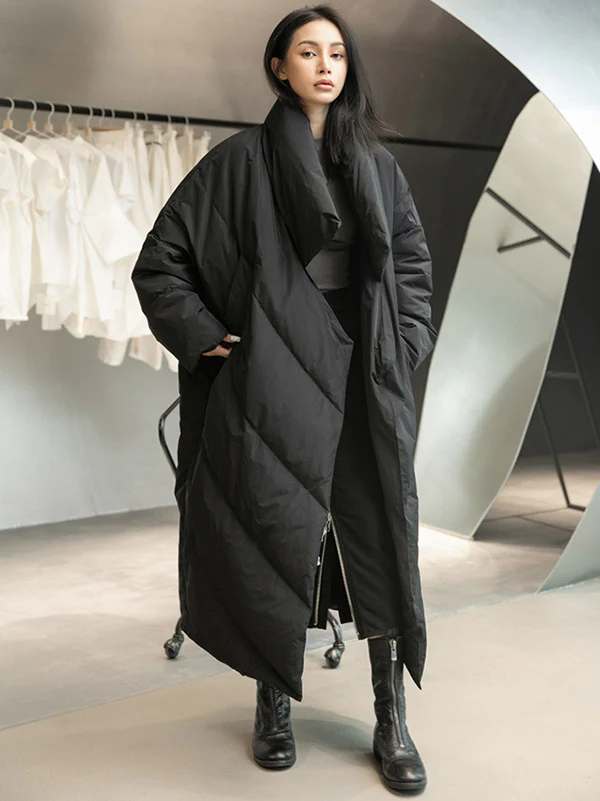 Thicken Solid Warm Irregularity Duck Down Coat - Image 7