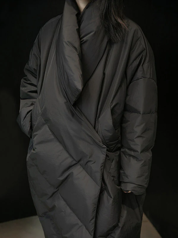 Thicken Solid Warm Irregularity Duck Down Coat - Image 9