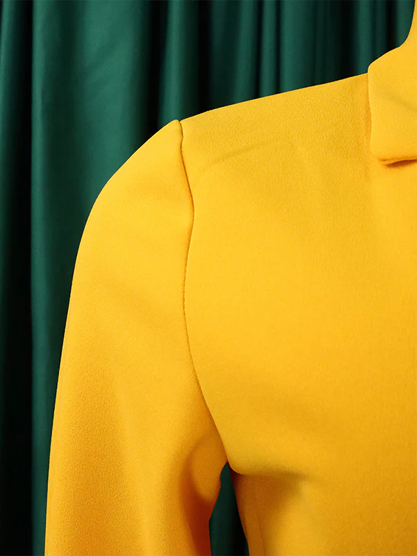 Three-Quarter Sleeves Pleated Solid Color Split-Front Tied Waist V-Neck Mini Dresses - Image 16