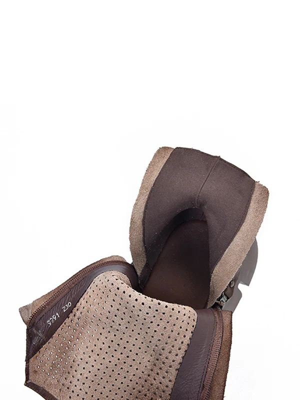 Urban Black Brown Zipper Hollow Platform Shoes - Image 20