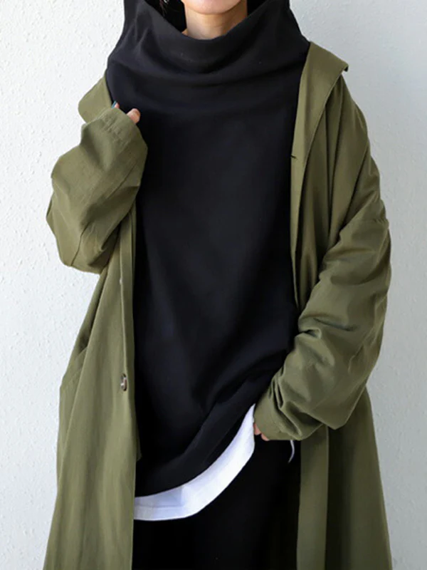 Urban Black&Gray High-Neck Long Sleeve Oversize T-Shirt - Image 13