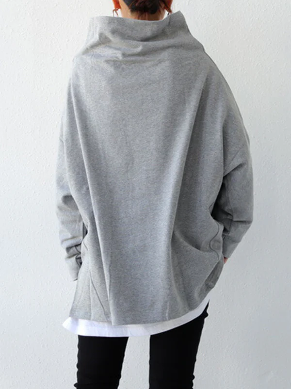 Urban Black&Gray High-Neck Long Sleeve Oversize T-Shirt - Image 6