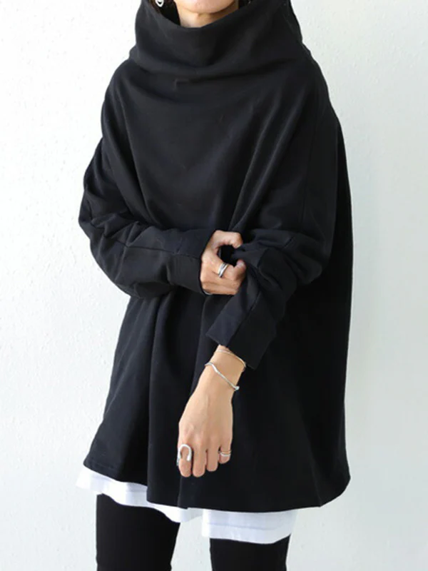 Urban Black&Gray High-Neck Long Sleeve Oversize T-Shirt - Image 9