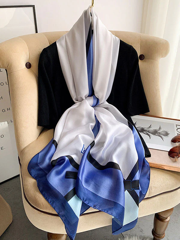 Urban Bow-Embellished Printed Contrast Color Shawl - Image 2