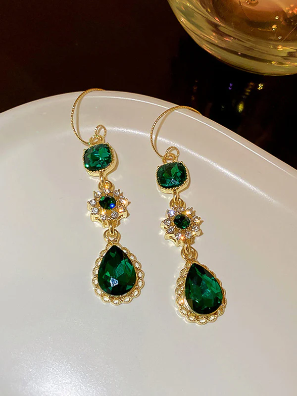 Urban Green Rhinestone Waterdrop Earrings Accessories - Image 7