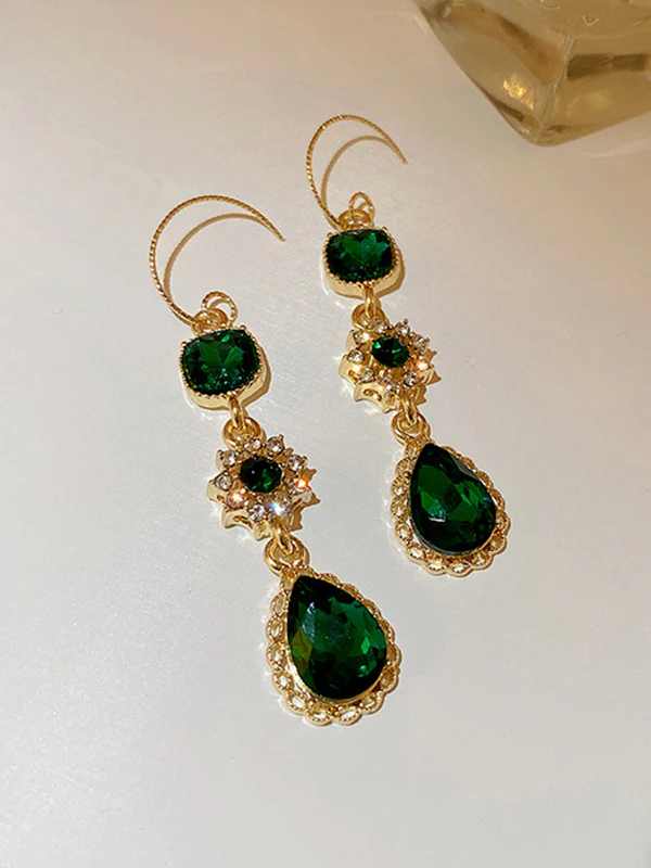 Urban Green Rhinestone Waterdrop Earrings Accessories - Image 8