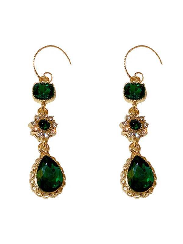 Urban Green Rhinestone Waterdrop Earrings Accessories - Image 9