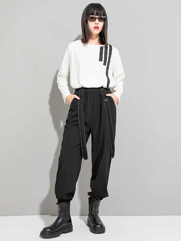 Urban High-Waisted Black Casual Pants Bottoms Harem Pants - Image 10