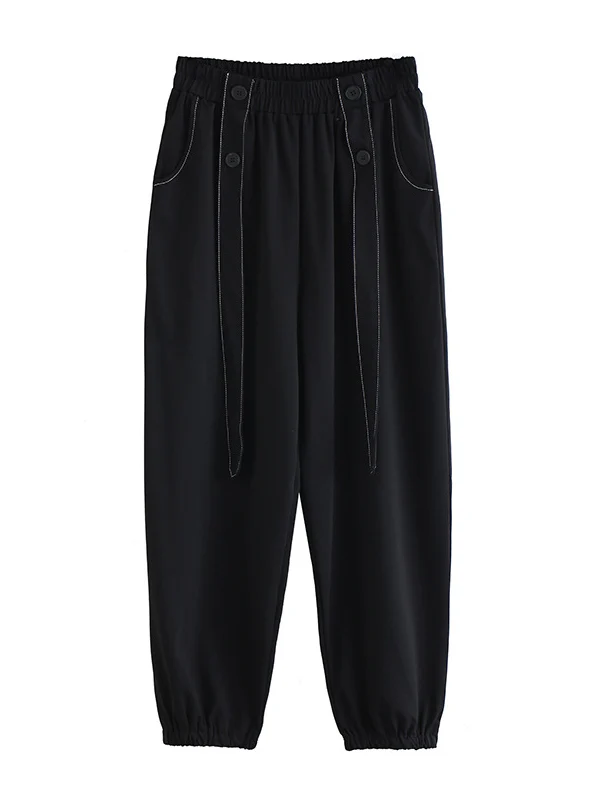 Urban High-Waisted Black Casual Pants Bottoms Harem Pants - Image 11