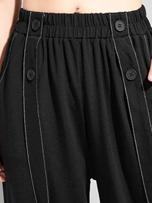 Urban High-Waisted Black Casual Pants Bottoms Harem Pants - Image 12