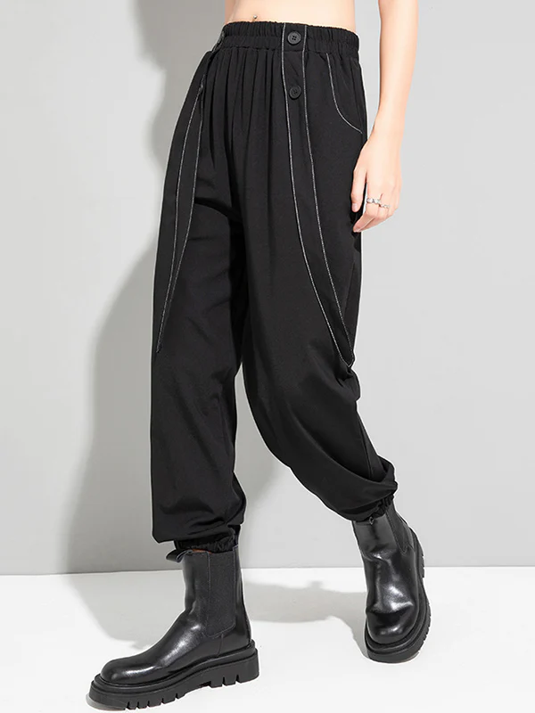 Urban High-Waisted Black Casual Pants Bottoms Harem Pants - Image 3