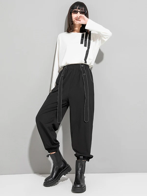Urban High-Waisted Black Casual Pants Bottoms Harem Pants - Image 6