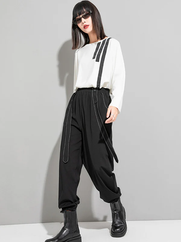 Urban High-Waisted Black Casual Pants Bottoms Harem Pants - Image 7