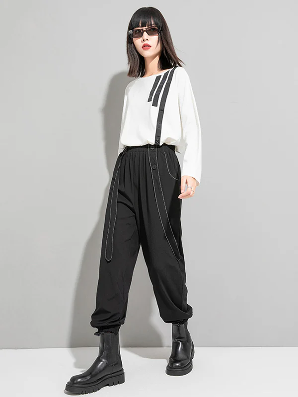 Urban High-Waisted Black Casual Pants Bottoms Harem Pants - Image 8