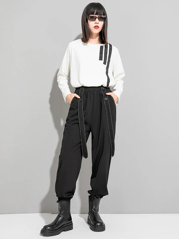 Urban High-Waisted Black Casual Pants Bottoms Harem Pants - Image 9