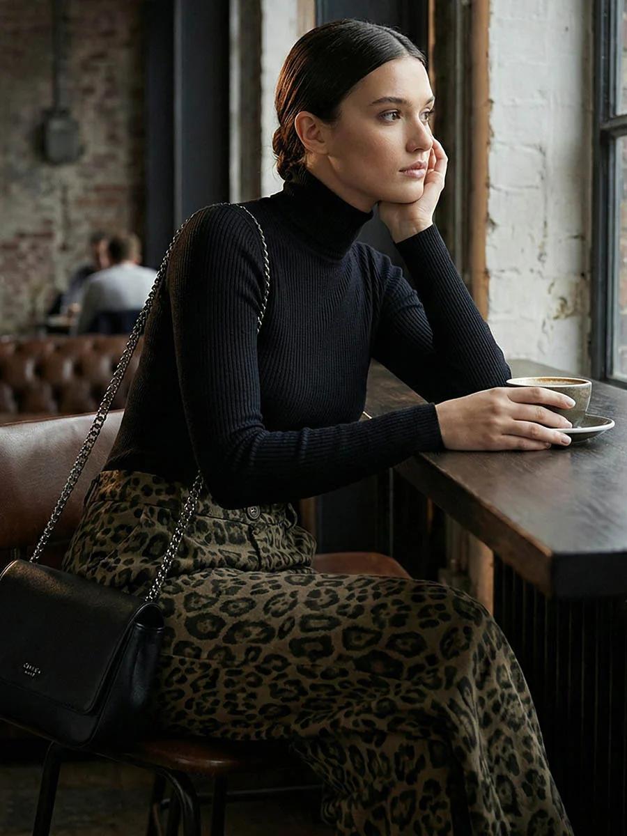 Urban Leopard Patchwork Wide Leg Pants - Image 2