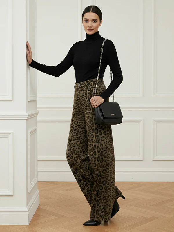 Urban Leopard Patchwork Wide Leg Pants - Image 6