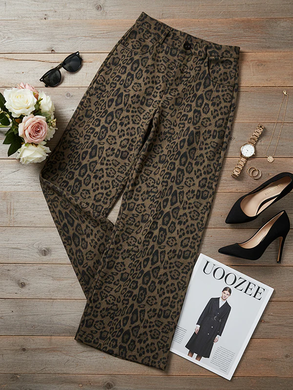 Urban Leopard Patchwork Wide Leg Pants - Image 7