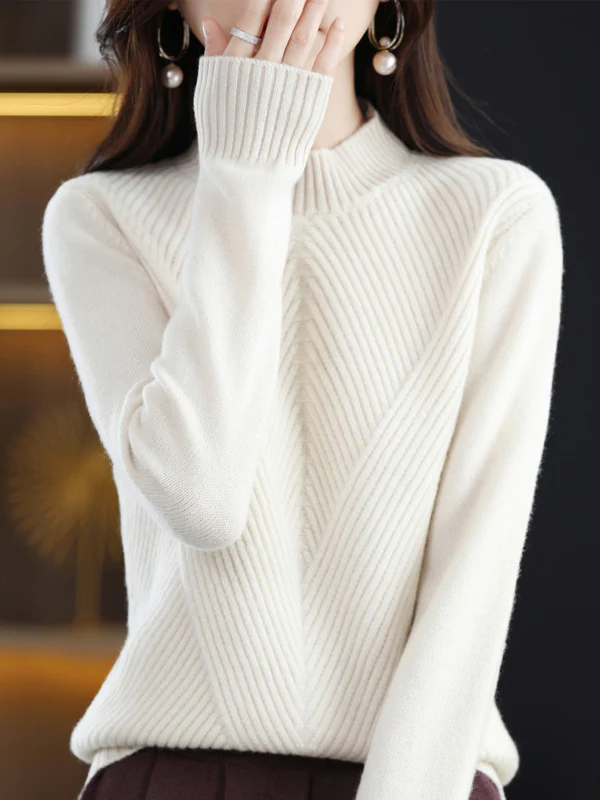 Urban Long Sleeves Solid Color Half Turtleneck Sweater Tops - Image 10