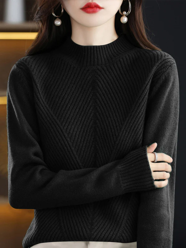 Urban Long Sleeves Solid Color Half Turtleneck Sweater Tops - Image 11